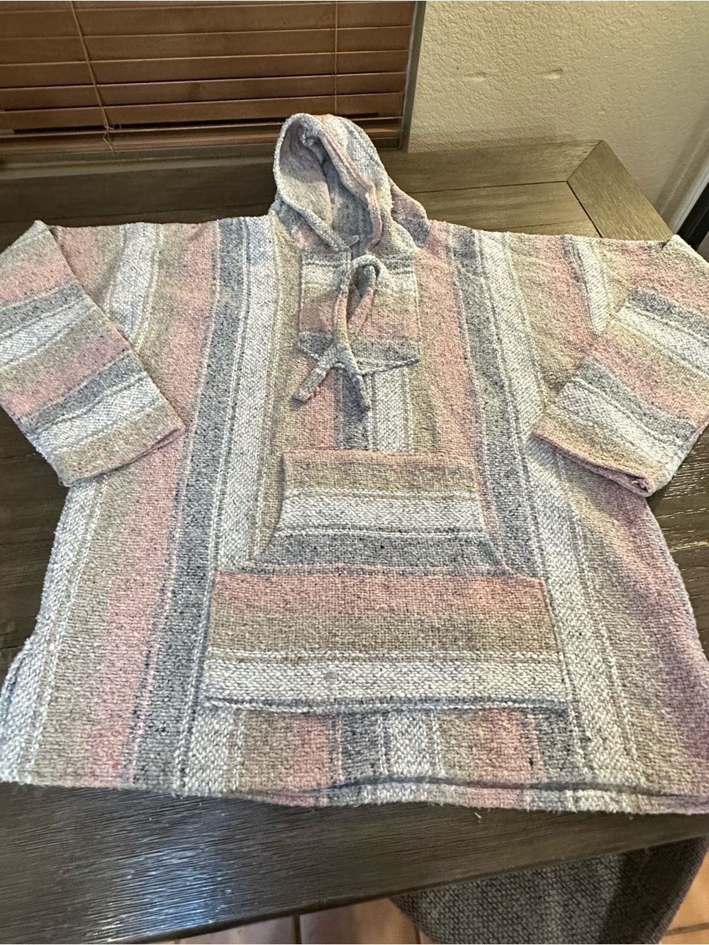 Women's XL Striped Mexican Baja Hoodie- Poncho